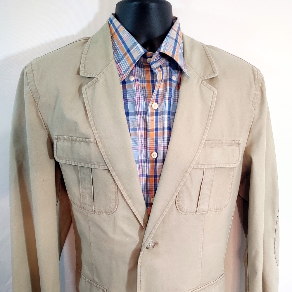 Vtg LL Bean safari blazer sport coat 44R khaki